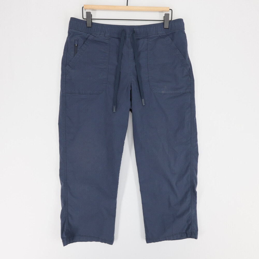 Title Nine Scout Pants Womens M Navy Blue Ankle Cropped Drawstring Elastic Waist
